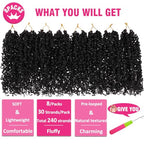 Unionbeauty 8 Packs Pre-looped Yanky Twist Crochet Braids Hair 8 Inch 30 Strands/PCS Natural Black Pre-twisted Passion Twist Boho Crochet Braid Hair with Curly Crochet Hair Senegalese Twist Braids 1B#