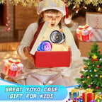 MAGICYOYO K2 Crystal Yoyo 2 Pack, Professional Responsive Yo Yo for Kids Beginner, Dual Purpose Yo yo with Unresponsive Bearing for Advanced +12 Yo-yo Strings+2 Holes Case(Gradient+Black)