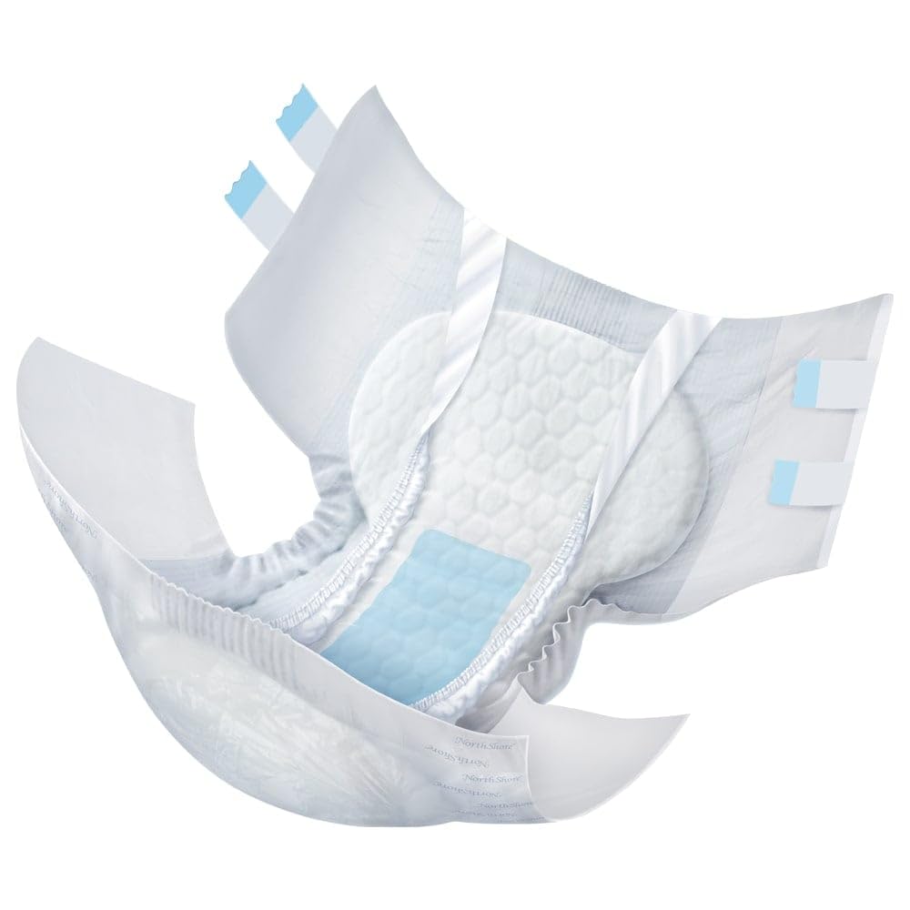 NorthShore MegaMax Adult Overnight Diapers, 12-Hour Tab-Style, Large, 40 Count Case, White, 42-54 inches, Unisex Incontinence Underwear