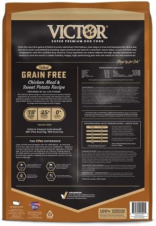 Victor Super Premium Dog Food – Grain Free Chicken Meal & Sweet Potato Recipe - Dry Dog Food for Dogs of All Life Stages – High Protein Dry Dog Food for All Normally Active Dogs, 15 lb