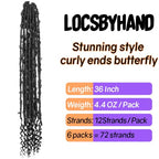 Crochet Butterfly Locs with Curly Ends 36 Inch, Boho Distressed Butterfly Locs Crochet Hair, Black Bohemian Goddess Faux Butterfly Braids with Curly Ends (6 Packs, 1#)