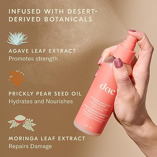 DAE Agave Dry Heat & Hold Styling Mist - Protects, Controls Frizz, Softens Hair (5 oz.)