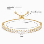 SWEET PEEPS 18K Gold Dipped CZ Tennis Bracelet for Women, Marquise Cut Cubic Zirconia Adjustable Bracelet, Dainty Gold Jewelry for Everyday Wear