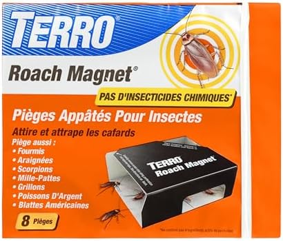 TERRO T256-8 Poison Free Roach Magnet Trap and Killer with Exclusive Pheromone Technology - Kills Ants, Spiders, Scropions, Silverfish, Crickets, and More - 8 Traps