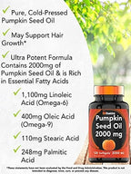 Pumpkin Seed Oil - 2000 MG x 120 Softgels | Pumpkin Seed Oil for Hair Growth* | Pumpkin Seed Oil Extract Supplement for Bladder Control* | Non-GMO