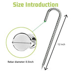 J-Hook-Rebar-Stakes-12 Inch, Ground Stakes Heavy Duty Rebar Stakes for Camping 8pcs Rebar Stakes Rust Proof Coated Metal for Flower Gardens Dog Fence Camping Tents Chicken Coop