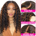 P1B/30 Highlight Ombre Lace Front Wig Human Hair Wigs for Women 250% Density 13x6 Deep Wave HD Lace Frontal Wig Pre Plucked P1B/30 Deep Curly Glueless Wigs Human Hair（#P1B/30,30Inch）