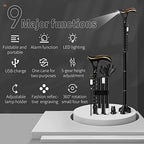 Folding Cane, Smart Alarm Foldable Cane with Light, Fashion Walking Cane for Women&Men, Adjustable Canes for Seniors, USB Direct Charging, Lightweight and Portable