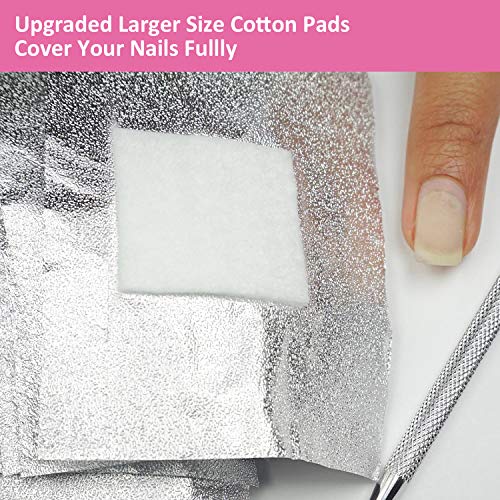 Gel Nail Polish Remover - Gel Polish Remover Wraps BTArtbox Nail Foil Wraps 200 Pcs Soak Off Gel Remover with 1 Pcs Cuticle Pusher for Removing Nail Polish at Home