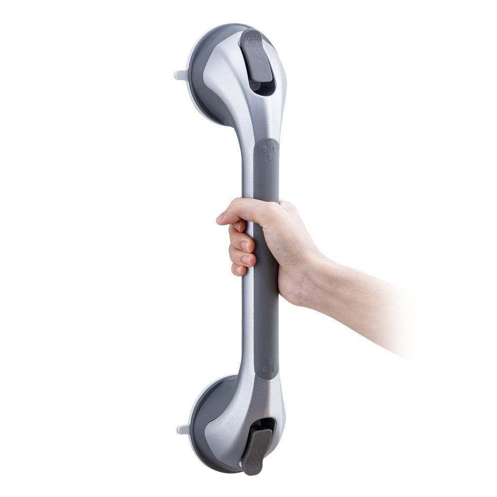 TAILI Shower Grab Bar 16 Inch Suction Cup Grab Bars for Bathroom, Removable Shower Safety Handle Heavy Duty Bathtub Grip for Seniors & Elderly, Strong Handrails No Drilling Waterproof, Silver