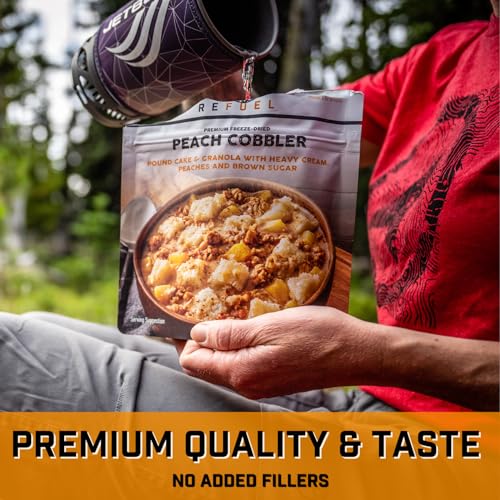 Peak Refuel Peach Cobbler | Real Ingredients | Ready in Minutes | Just Add Water | Premium Freeze Dried Backpacking & Camping Food | 2 Servings | Ideal MRE Survival Meal or Dessert