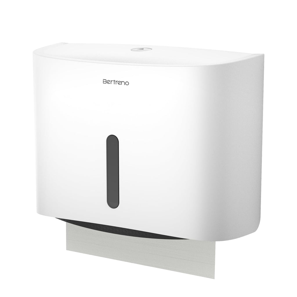 Bertreno Commercial Paper Towel Dispenser Wall Mount Paper Towel Holder Large Capacity C Fold Hand Towel Dispenser Bathroom Tissue Dispenser (White)