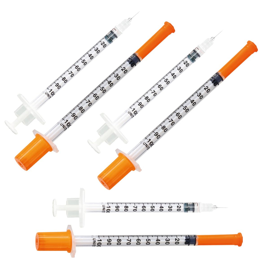 GLUCO-CARE 1ml /cc Syringes 31G x 5/16’’ (8mm), Orange Cap, Box of 50 pcs