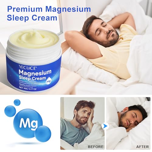 Magnesium Cream for Sleep - Topical Magnesium Oil for Feet, Pure Premium Magnesium Lotion for Body with Vitamin E and Almond Oil for Muscle Soreness, 2pcs