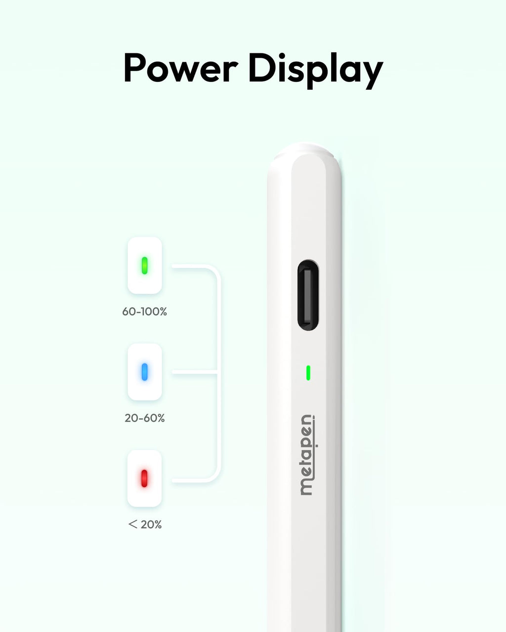 Metapen Pencil Air8 for Apple iPad 2018-2026, 10 Min Faster Charge, Palm Rejection Stylus Pen for iPad a16/11/10/9/8/7/6th Gen, Pro 12.9/11/13-inch M4/M5, Air 3/4/5/M2/M3/M4, Mini 5/6th