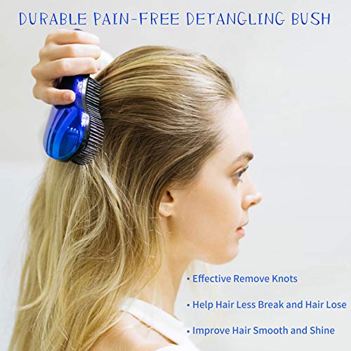 79STYLE 3pcs Detangler Brush Tangle Free Hair Brushes For Kids Knot Free No Pain Detangling Kids Hair Brush Combs For Women Curly Fine Hair (Size 7.4 Inch -Green)