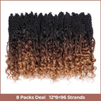 ToyoTress Boho Island Twist Crochet Hair - 12 Inch 8 Packs Short Bob Ombre Brown 3 Tones Boho Havana Twist Crochet Braids Synthetic Braiding Hair (12 Inch,8P-OT30/27)