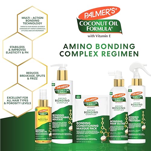 Palmer's Amino Bonding Complex Hair Treatment, Leave-In Conditioner Spray with Coconut Oil & Vitamin E, Heat Protectant, Anti Frizz, Strengthens & Protects Hair Growth, All Hair Types, 6.7 fl. oz
