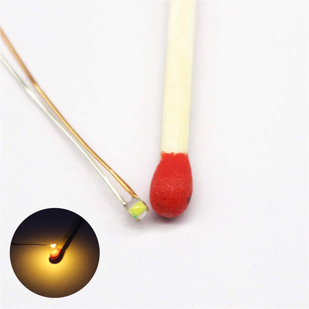 Bowerful 50pcs Pre-soldered Micro Litz Wired Leads Golden Yellow SMD Led 0603 + Muti-Resistor New