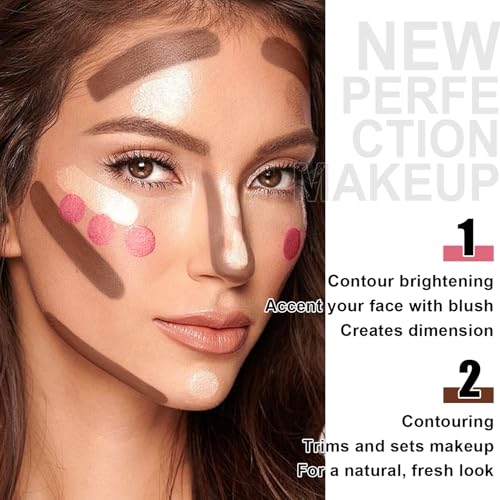 6 Colors Cream Contour Stick Makeup Kit,Shades with Highlighter Stick,Blush Stick and Bronzer Contour Stick for Sculpt the Cheeks,Long Lasting,Waterproof,Matte & Dewy Finish for Woman (SET A)