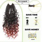 10 Inch Goddess Box Braids Crochet Hair 9 Packs Pre Looped Boho Crochet Box Braids for Black Women Synthetic Braiding Hair with Curly Ends (T350)