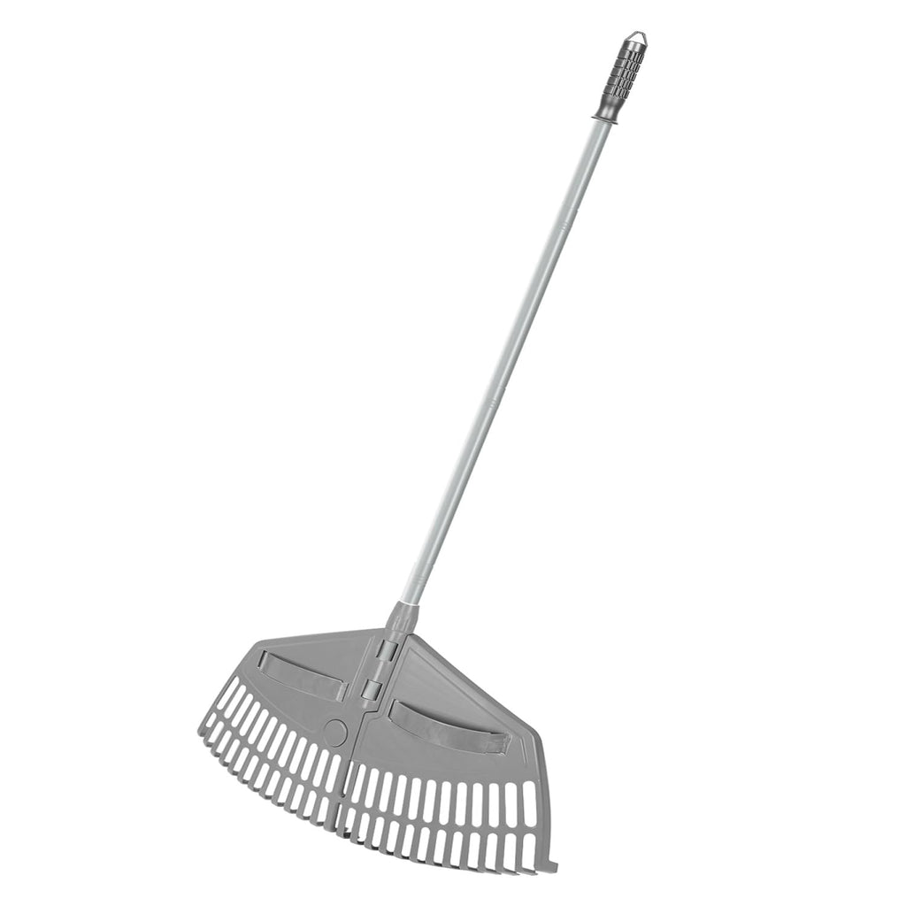 ORIENTOOLS 69" Adjustable Leaf Rake with 5-Section Handle, 26-Tine Durable Plastic Head, Dual-Use Design Converts to Leaf Scoops, Lightweight Yard Rake for Lawns, Grass, Shrubs & Garden (Foldable)