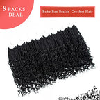 Liang Dian 8 Packs Box Braids Crochet Hair with Curly Ends 24 Inch Boho Crochet Hair Box Braids Goddess Braids Pre looped Crochet Hair for Black Women (24 Inch 1B)