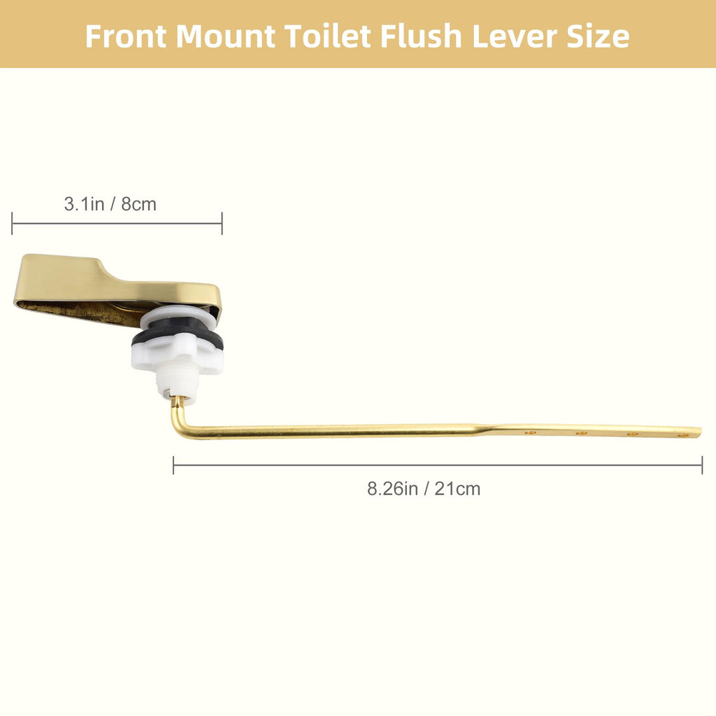 Hygie Rinse Universal Front Mount Metal Toilet Handle Replacement Kit Compatible with American Standard/Mansfield/Gerber/TOTO, Toilet Tank Flusher Lever with Flapper Chain, Brushed Gold