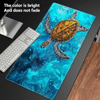 Playmats for Magic: The Gathering MTG Card Game Mat Plus 50 Pcs Card Sleeves, 24 x 14 inch TCG Mat with Stitched Edge for Commander Deck Duskmourn Board Game, Turtle Swim in Ocean