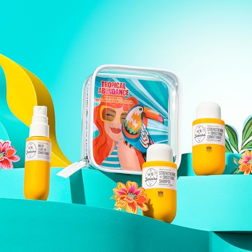 Sol de Janeiro Tropical Abundance Hair Repair Trio Travel Set | Jet Set | Sulfate Free Brazilian Joia Shampoo and Conditioner | Leave In Conditioner Spray | TSA Friendly | Amazon Exclusive