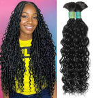 Wet and Wavy Human Braiding Hair No Weft Human Curly Hair for Boho Braids 100% Brazilian Virgin Human Hair Bulk for Micro Braids Hair 100g(2 bundles/1 pack)(24Inch,Natural Black)