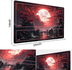 MTG Playmat Size 24x14in Free Storage Bags Non-Slip Backing Printing, Ideal for Card Game Enthusiasts TCG Playmat (with Zone,Blood Moon Secrets)