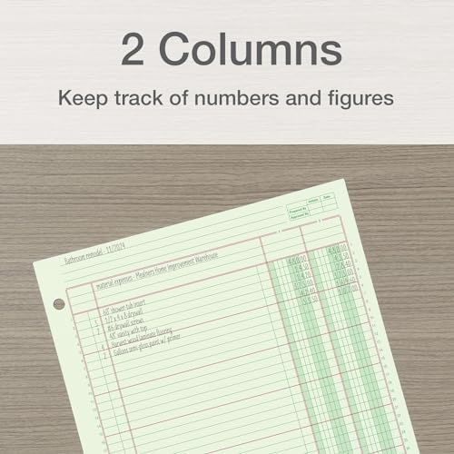 Adams Columnar Analysis Pad, 2 Column Ledger, 8.5" x 11", 100 Pages (50 Sheets), Green, 3 Hole Punch, for Accounting, Bookkeeping & Data (ACP85112)