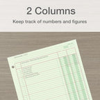 Adams Columnar Analysis Pad, 2 Column Ledger, 8.5" x 11", 100 Pages (50 Sheets), Green, 3 Hole Punch, for Accounting, Bookkeeping & Data (ACP85112)