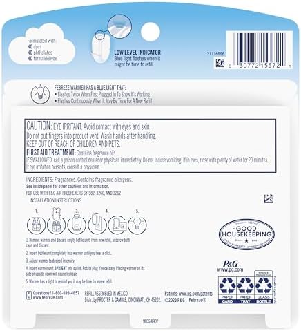 Febreze Plug In Air Freshener, Odor-Fighting Scented Oil Refill, Warm Ocean Breeze, 2 Refill