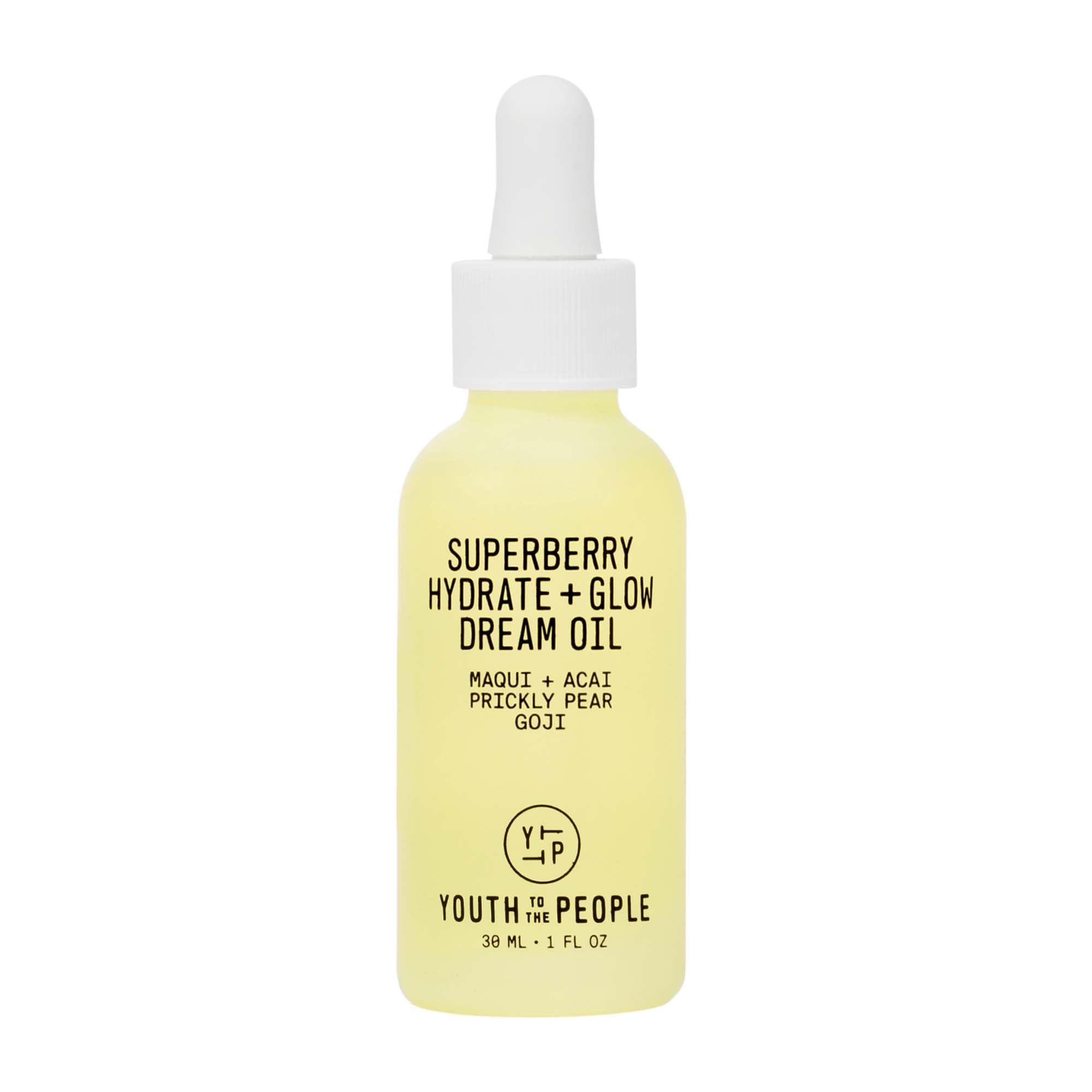 Youth To The People Superberry Hydrate + Glow Dream Face Oil - Revives Dull + Dry Skin, Boosts Radiance, Hydrating, Ultra-Lightweight Formula, Vitamin C, Squalane, Omega Oils, Vegan - 1 fl oz