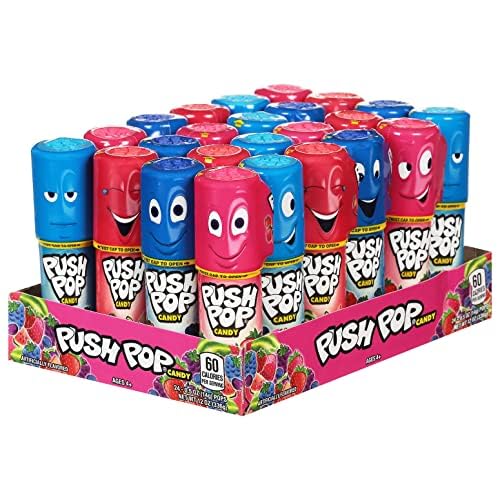 Push Pop Halloween Candy Lollipops, 24 Count, Assorted Party Favors