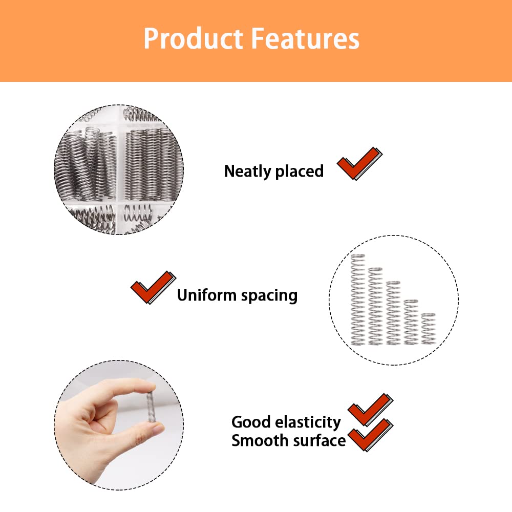 Dianrui 300PCS Compression Springs Assortment Kit 23 Different Sizes Small Spring 304 Stainless Steel Mechanical Mini Springs for DIY Repair Project