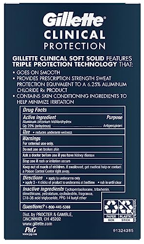 Gillette Clinical Anti-Perspirant Deodorant, Ultimate Fresh Advanced Solid 1.70 oz (Pack of 6)