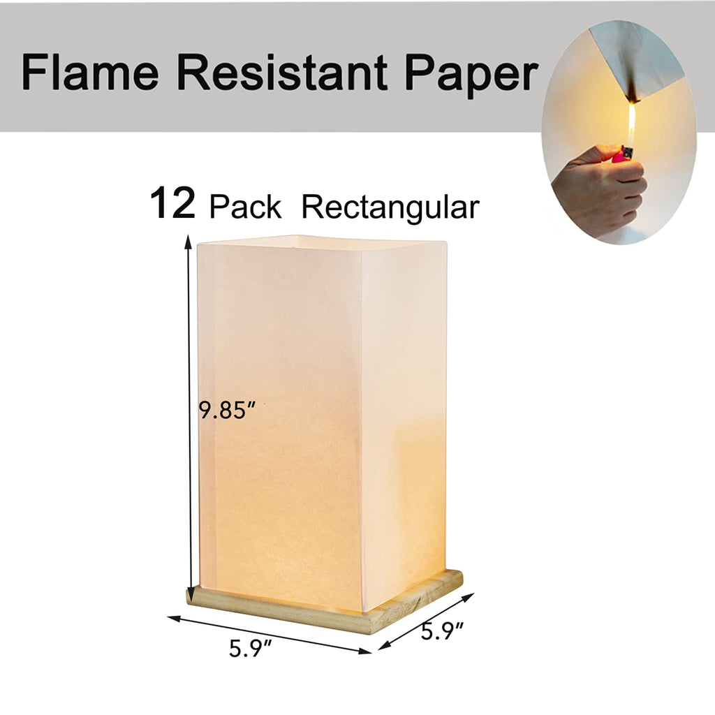 FUELYE 12Pack Floating Lanterns Square Rectangle Sets,Outdoor Lanterns Decorative with Waterproof,Floating Candles for Pool,River,Memorials,Wedding,Bar,and Parties…… (12Rectangular)