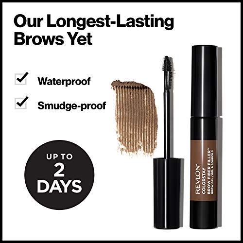 Revlon ColorStay Brow Fiber Filler, Longwearing & Volumizing Waterproof Eyebrow Gel, 302 Warm Brown, 0.23 fl. oz.