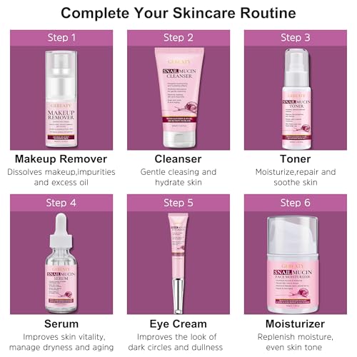 Christmas Gifts for Women,Skin Care Set,Anti-Aging Moisturizing Repair Soothing Snail Mucin Serum Facial Skin Care Routine Kit for Sensitive Dull Skin & Fine Lines,Skincare Gift Set Teenage Teen Girl