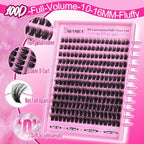 Fluffy Lashes Clusters Kit Wispy Individual Lashes 100D Volume Cluster Eyelash Extensions Kit 10-16mm D Curl Lash Extension Kit with Bond and Seal and Lash Tweezers DIY Eyelash Kit by Yawamica