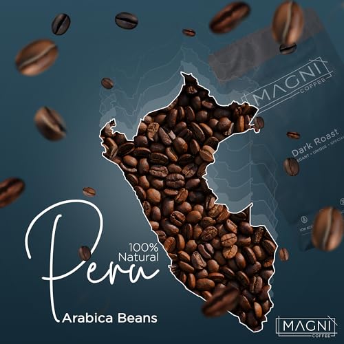 Magni Coffee - Ground - Dark Roast - Low Acid - Single Origin USDA Organic Non-GMO Beans Third Party Tested For Mycotoxins & Pesticides - Fair Trade -12 Oz