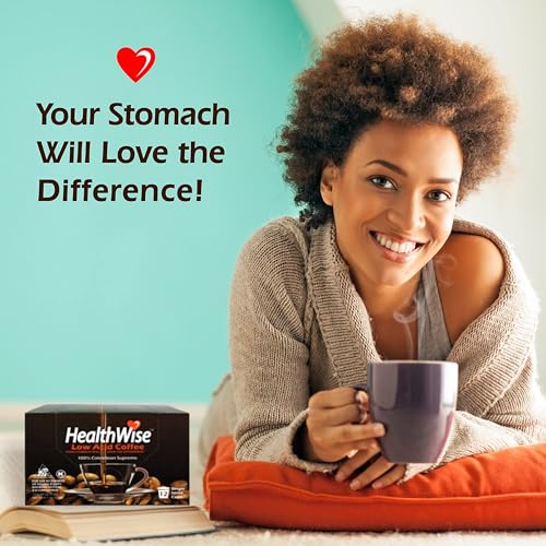 Healthwise Low Acid Coffee K-Cups French Vanilla 100% Colombian Coffee K-Cups - Medium Roast, Healthier Coffee For Sensitive Stomachs - 144 Count (Pack of 12)