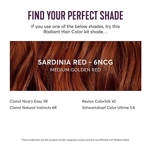 Madison Reed Radiant Hair Color Kit, Medium Amaretto Red for 100% Gray Coverage, Ammonia-Free, 6NCG Sardinia Red, Permanent Hair Dye, Pack of 3