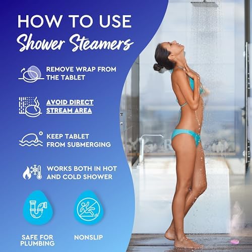 Cleverfy Shower Steamers Aromatherapy - Variety Pack of 6 Shower Bombs with Essential Oils. Self Care Birthday Gifts for Women and Valentines Day Gifts for Her and Him. Blue Set