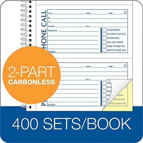 Adams Phone Message Book, Carbonless Duplicate, 5.50 x 11 Inches, 4 Sets per Page, 400 Sets per Book (SC1154D)