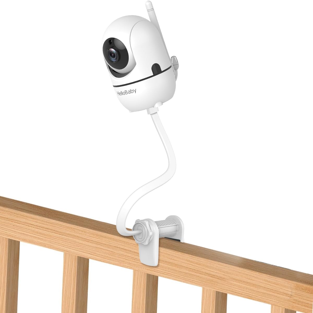 HelloBaby Monitor Clip Mount for HB6550/ Pro/ HB6550Plus/ HB6560/ HB65/ HB6240/ HB6339/ HB6351, Flexible Crib Clamp Mount Long Gooseneck Arm, Indoor Without Tools or Wall Damage