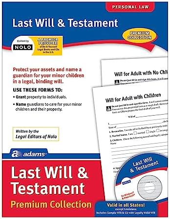Adams Last Will and Testament, Forms and Instructions, Downloadable Product Details on Packaging, USA Only (LF235) 11x"8.5"x0.13"
